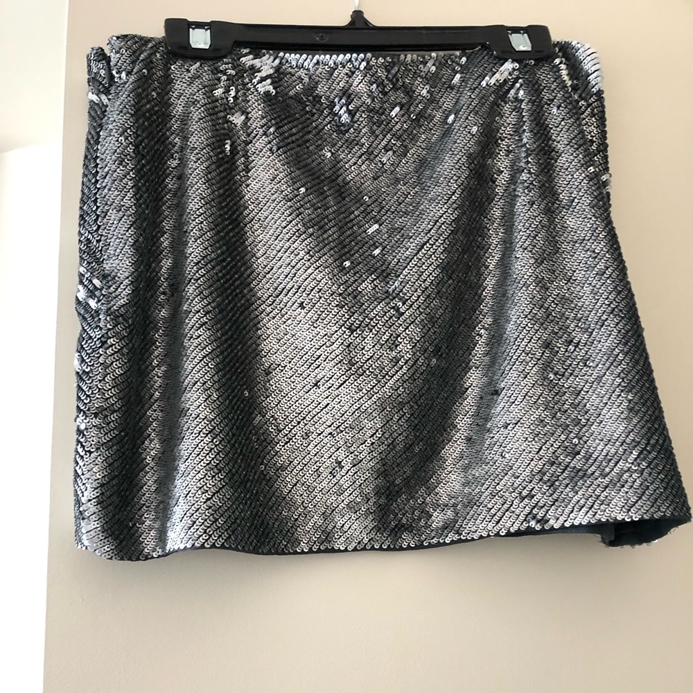 Haute Hippie XS sequinned gunmetal grey mini skirt